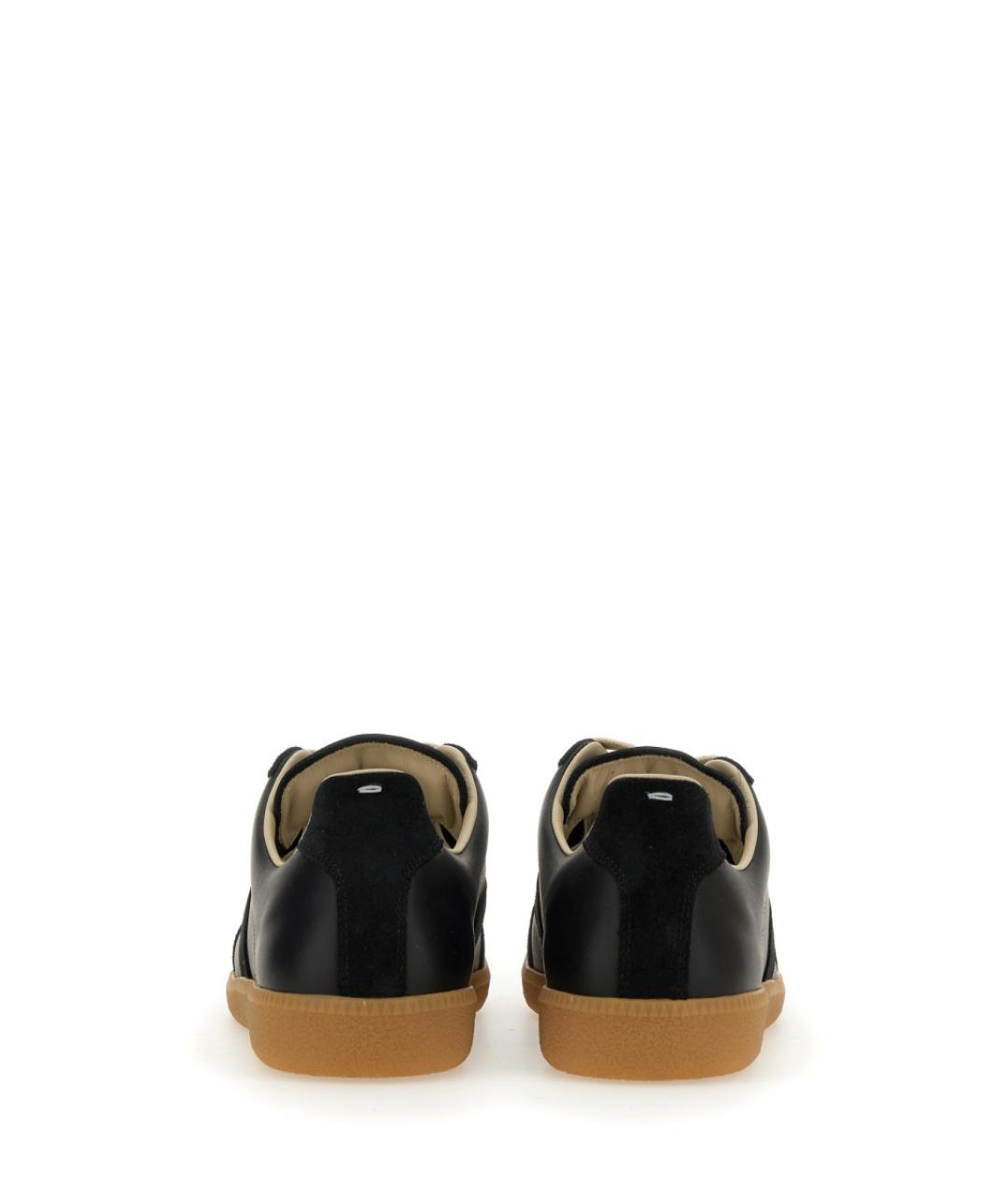 MAISON MARGIELA Черные кожаные низкие кроссовки / кеды, фото 4