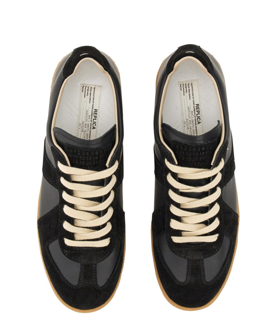 MAISON MARGIELA Черные кожаные низкие кроссовки / кеды, фото 3