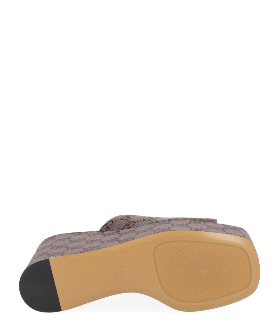 GUCCI Коричневые текстильные сандалии, фото 6