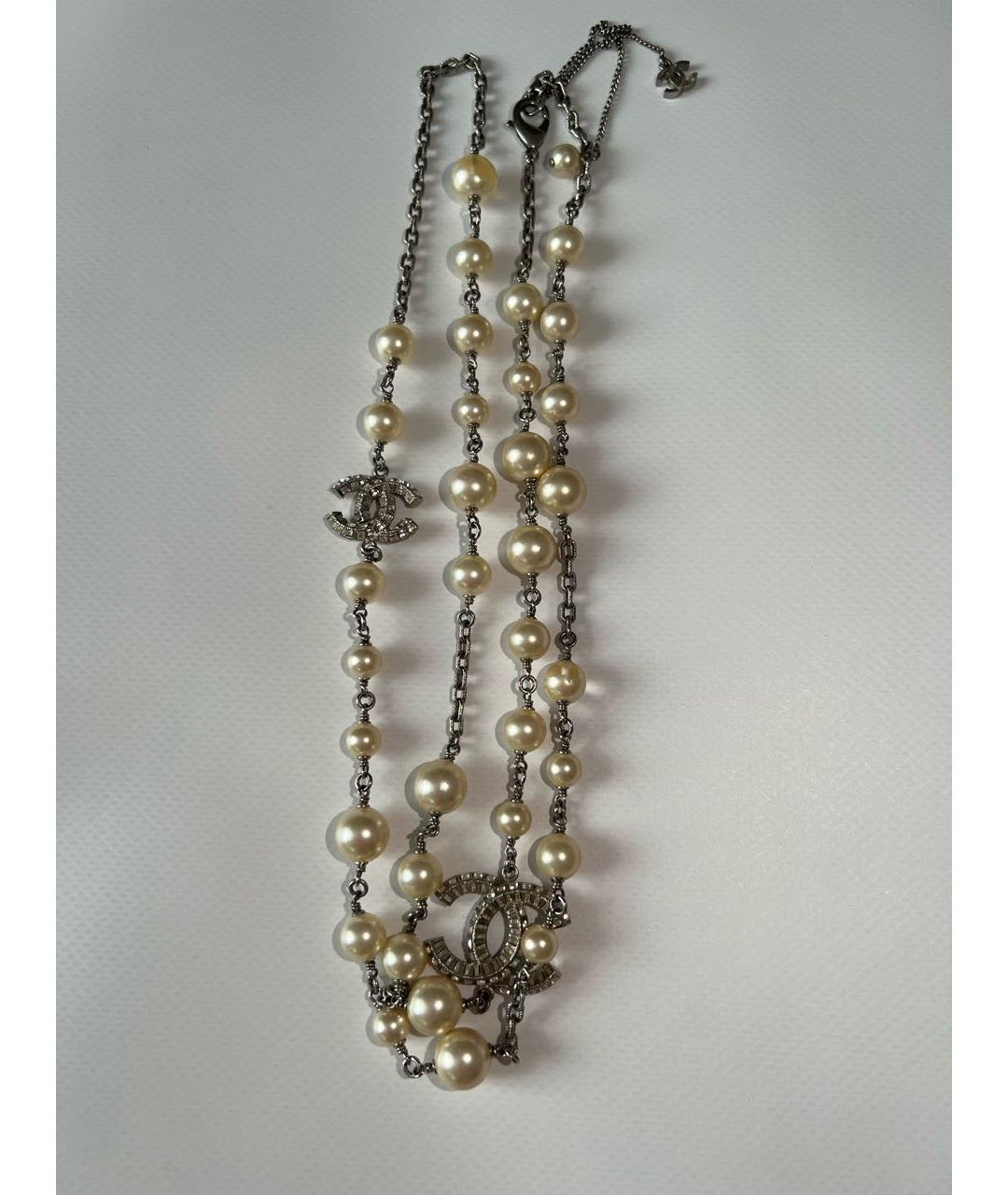 CHANEL Бежевое металлическое колье, фото 3