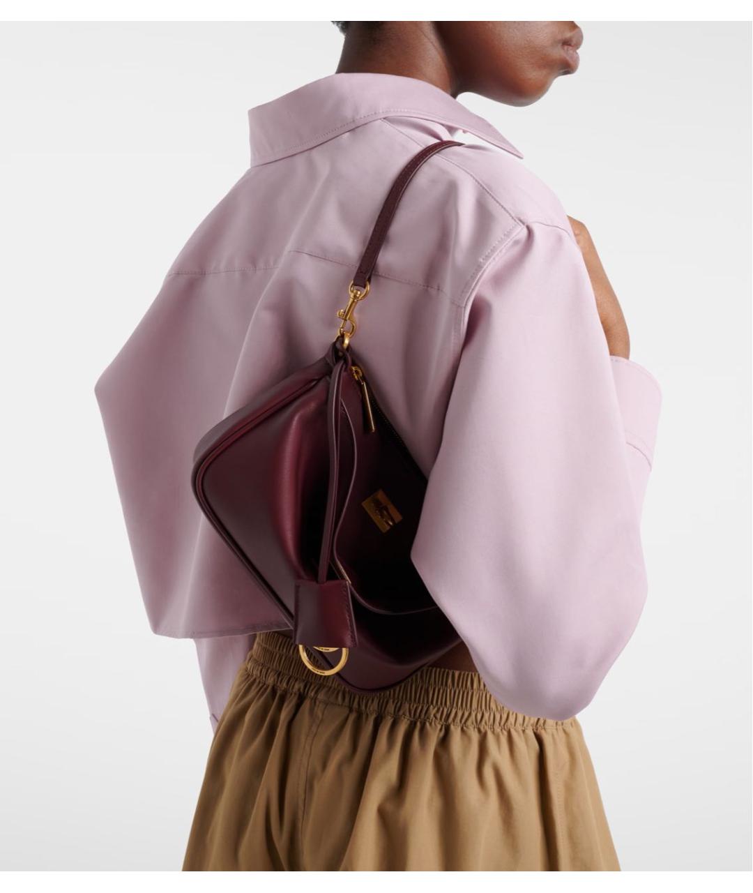 BALENCIAGA Бордовая кожаная сумка через плечо, фото 6