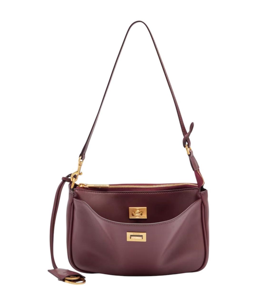 BALENCIAGA Бордовая кожаная сумка через плечо, фото 8