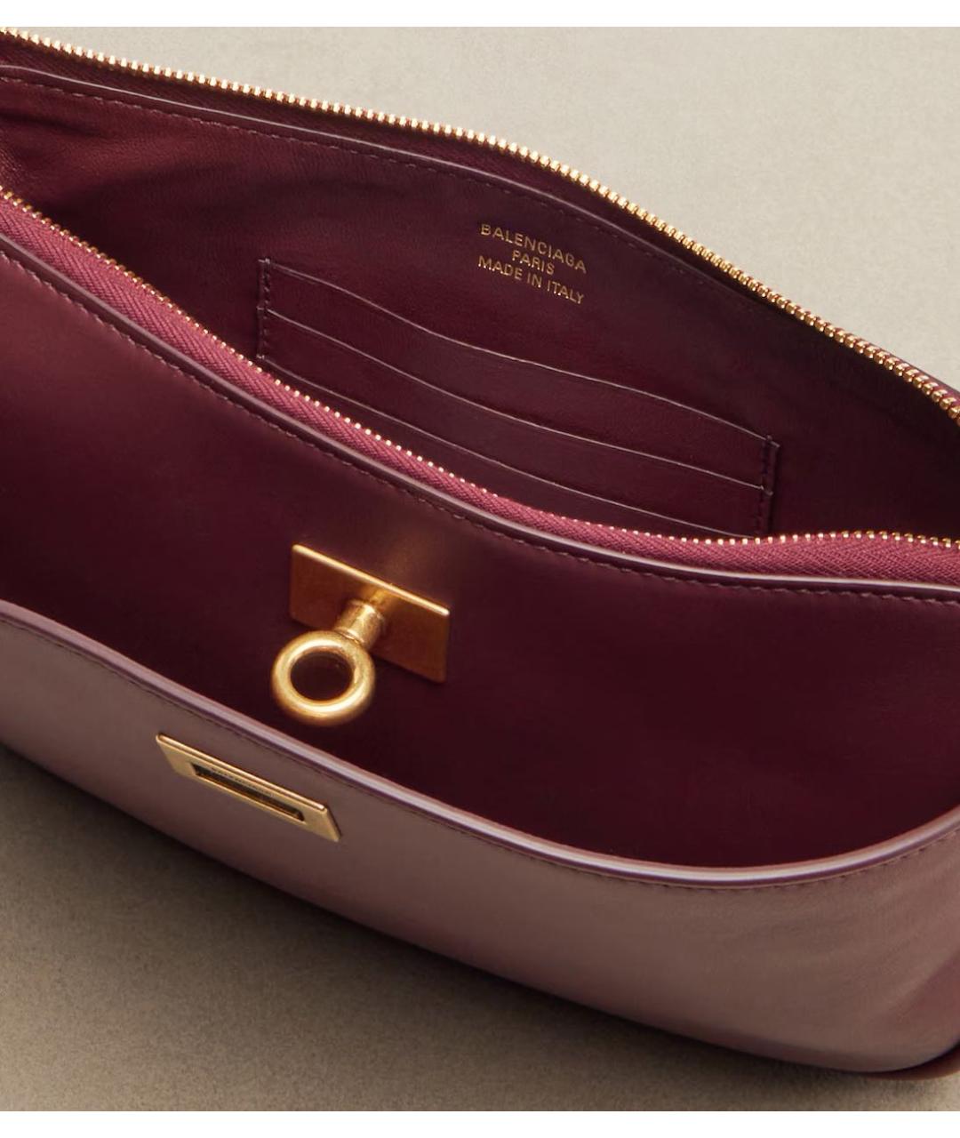 BALENCIAGA Бордовая кожаная сумка через плечо, фото 4