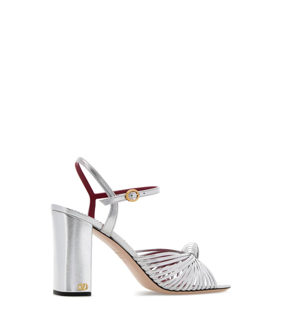 VALENTINO Серебряные кожаные босоножки, фото 3