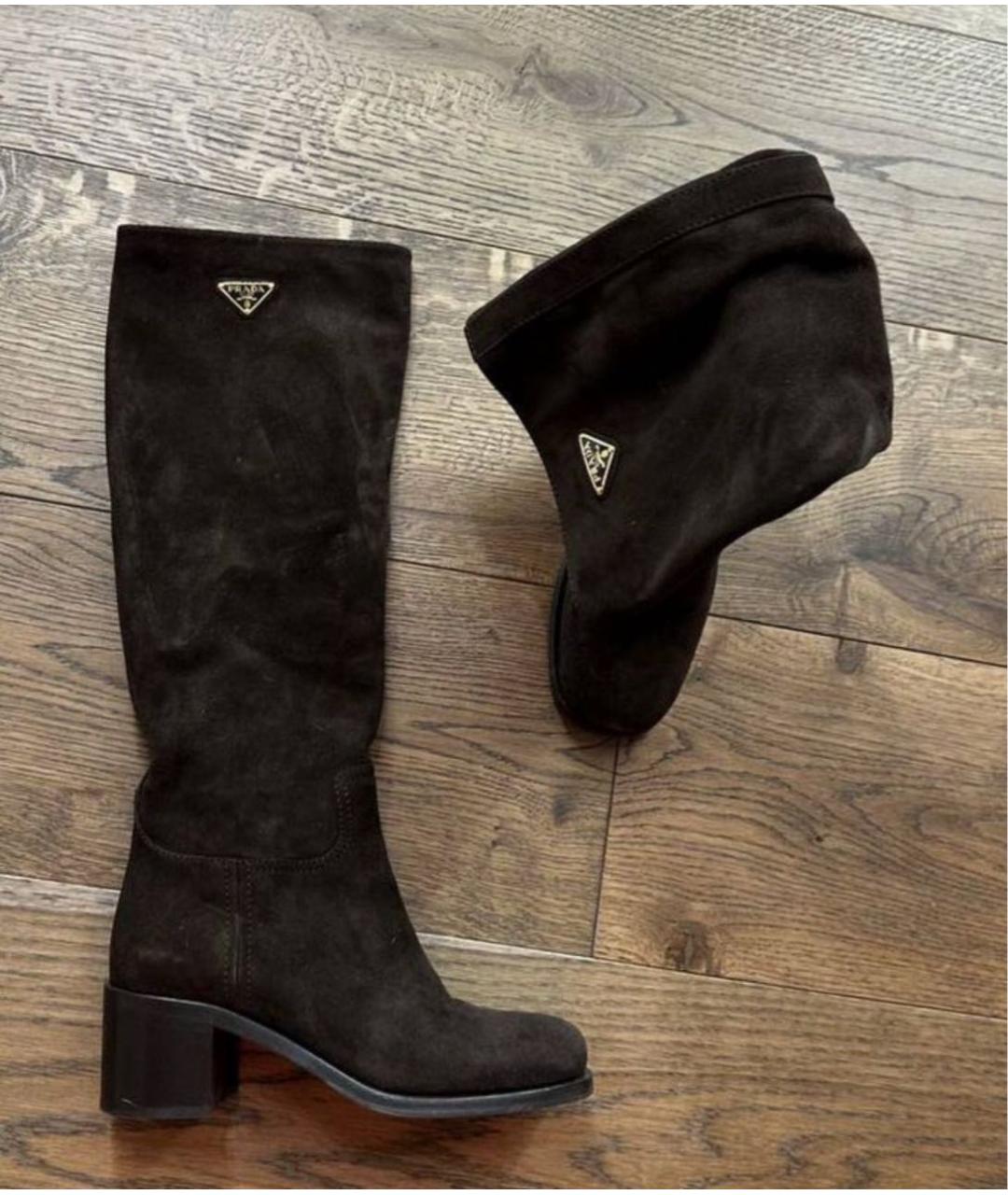 PRADA Коричневые замшевые сапоги, фото 2