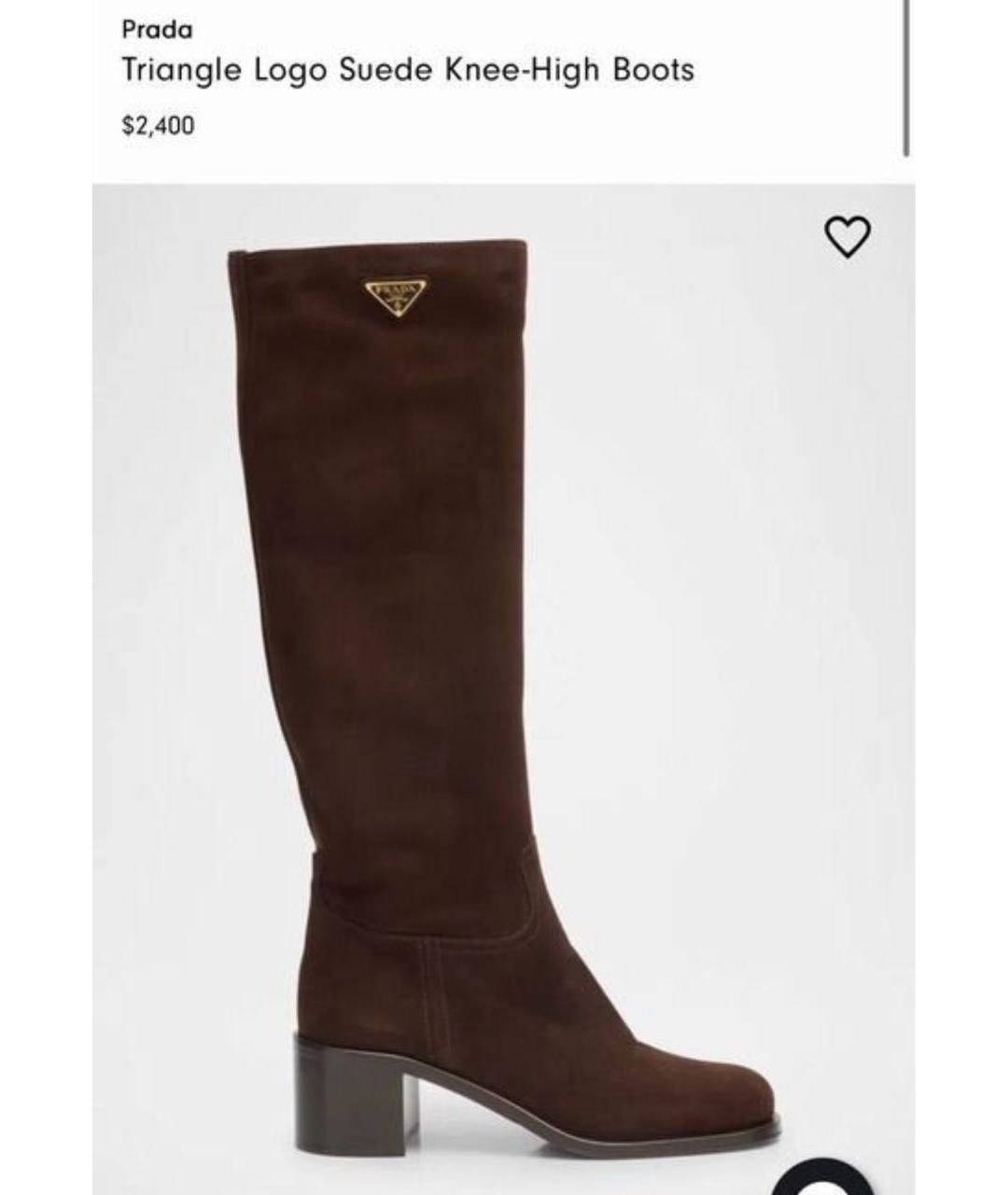 PRADA Коричневые замшевые сапоги, фото 4