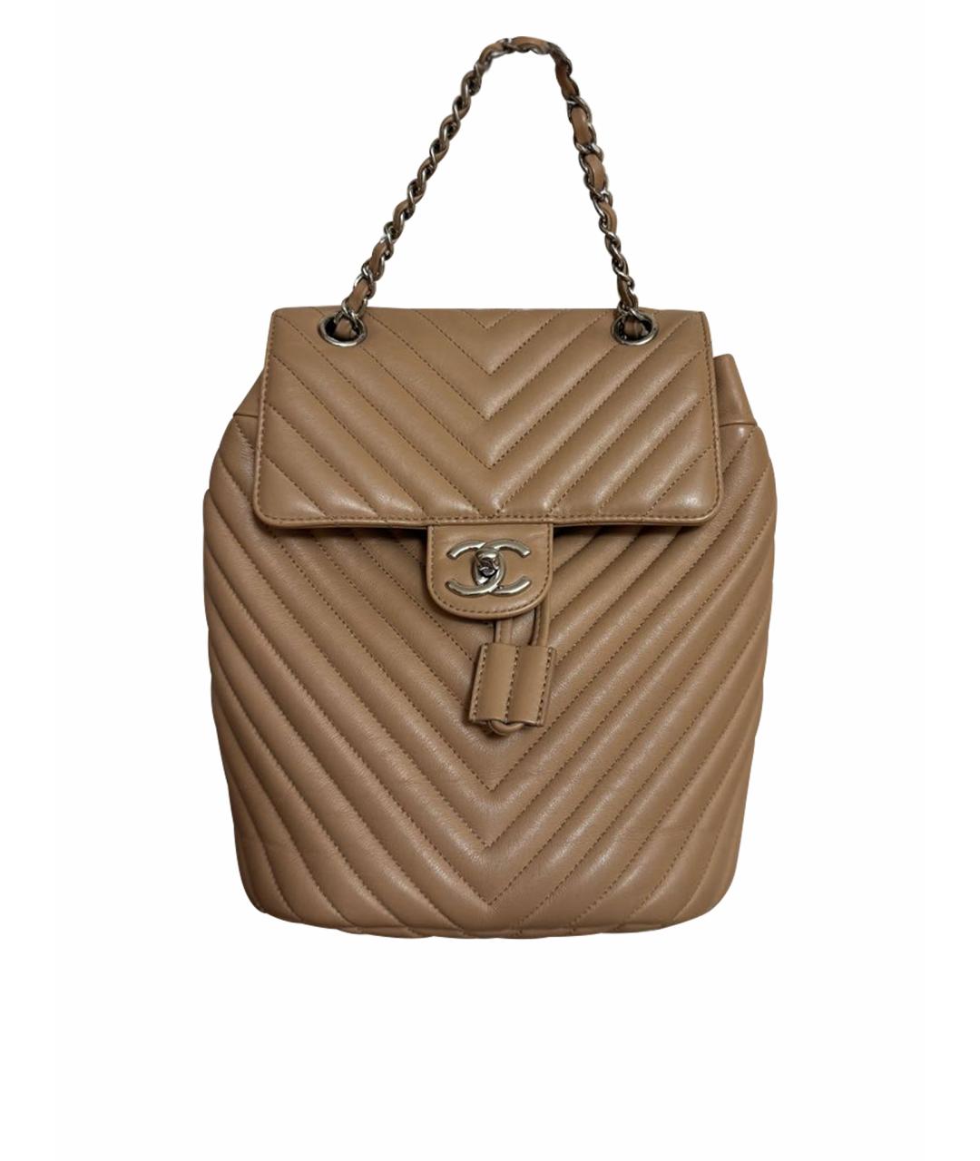 CHANEL Бежевый кожаный рюкзак, фото 1