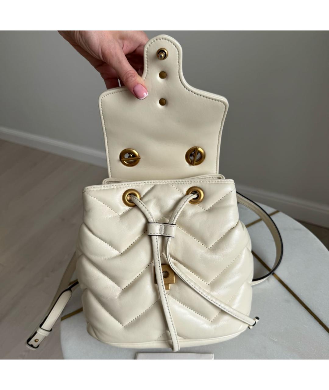 GUCCI Белый кожаный рюкзак, фото 6