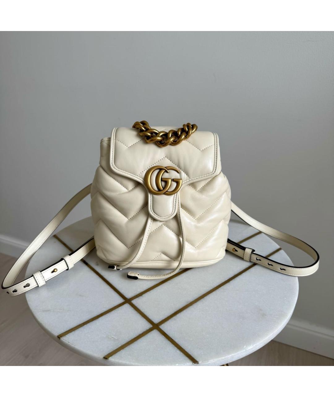 GUCCI Белый кожаный рюкзак, фото 4