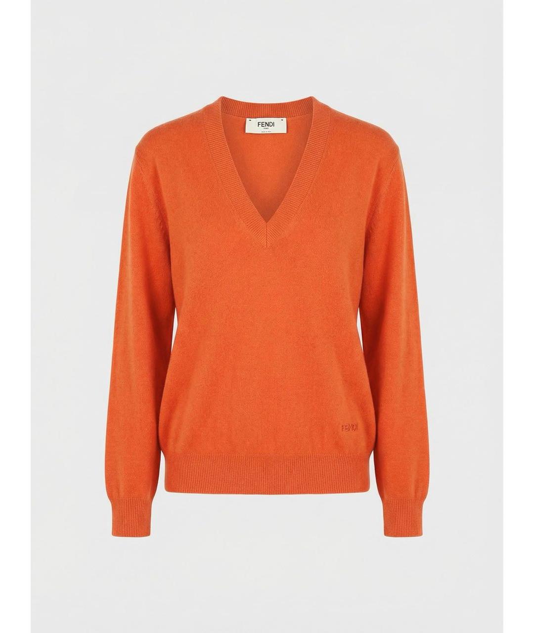 FENDI Оранжевый кашемировый джемпер / свитер, фото 8