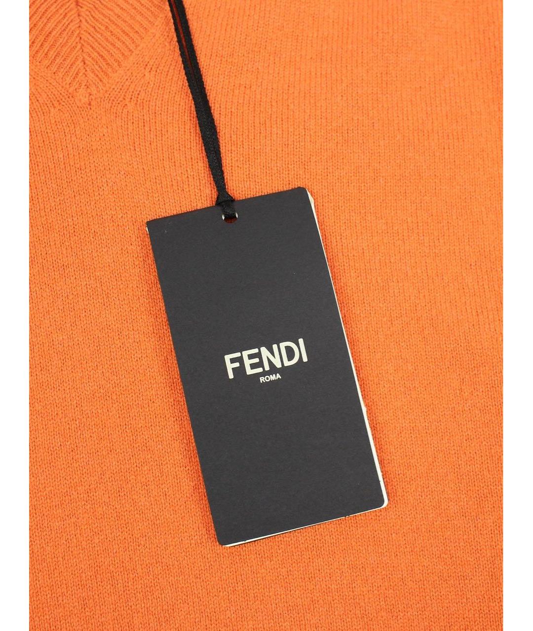 FENDI Оранжевый кашемировый джемпер / свитер, фото 4