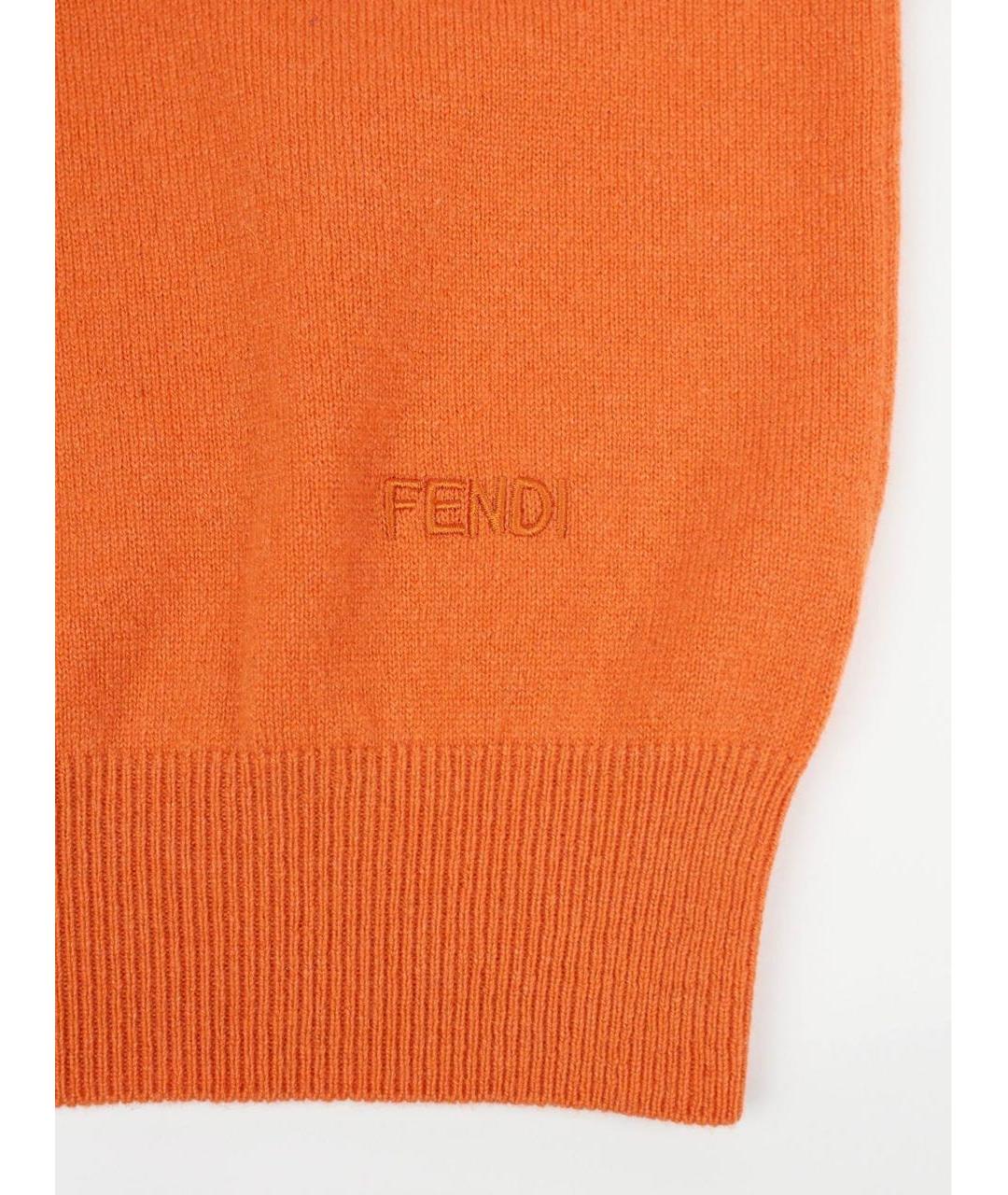 FENDI Оранжевый кашемировый джемпер / свитер, фото 5