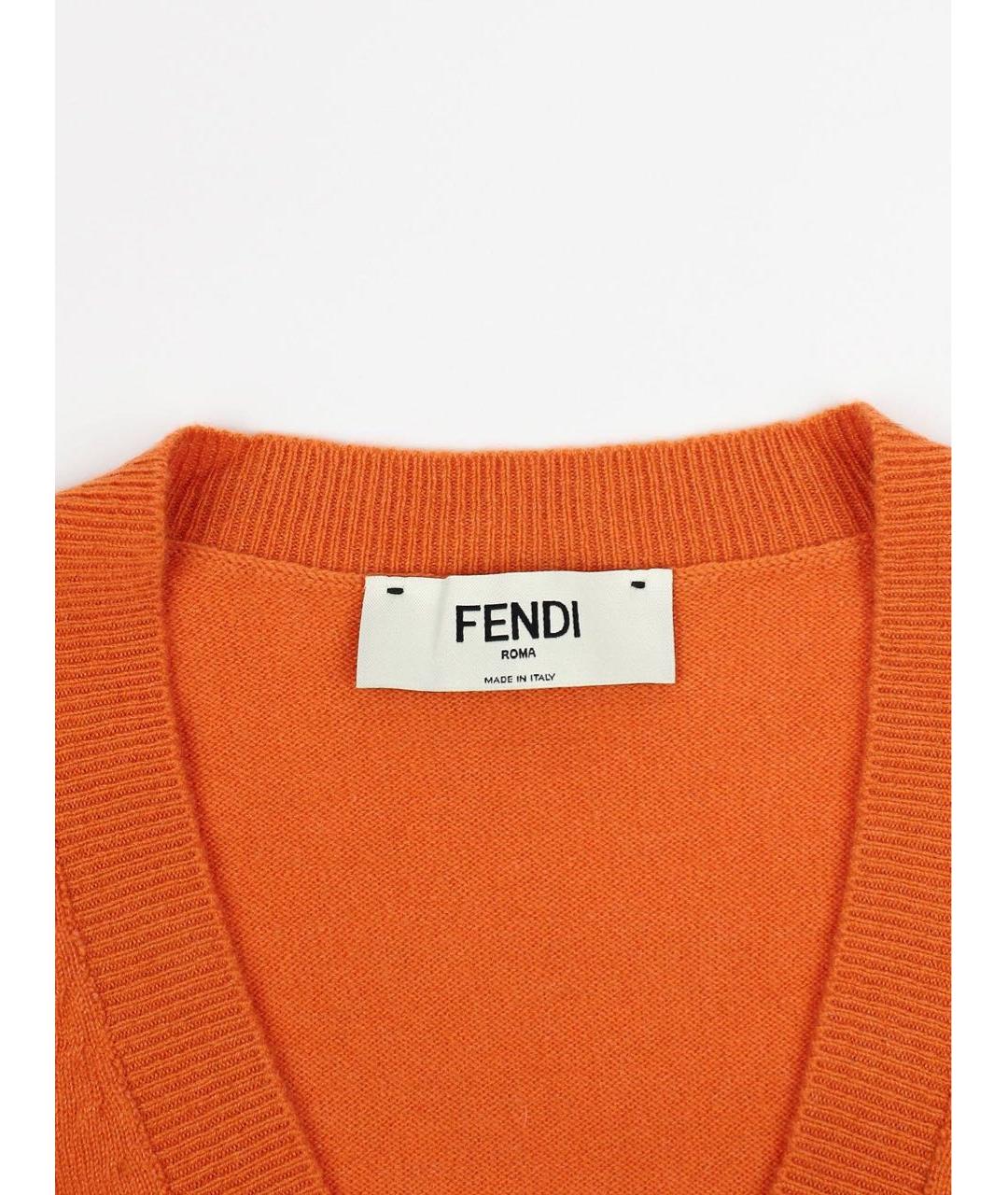 FENDI Оранжевый кашемировый джемпер / свитер, фото 3
