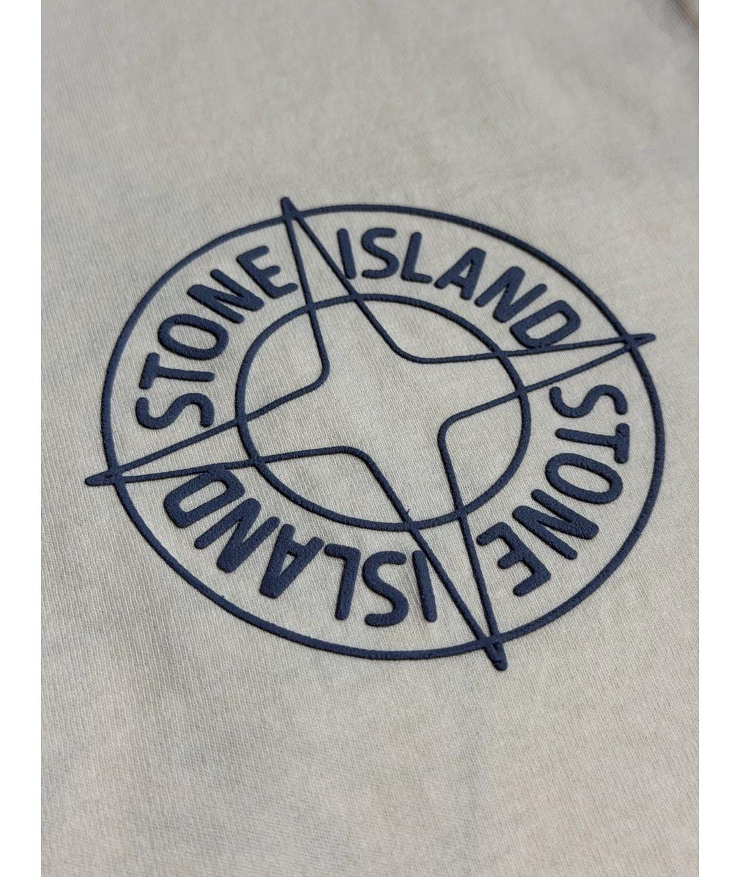 STONE ISLAND Бежевая хлопковая футболка, фото 4