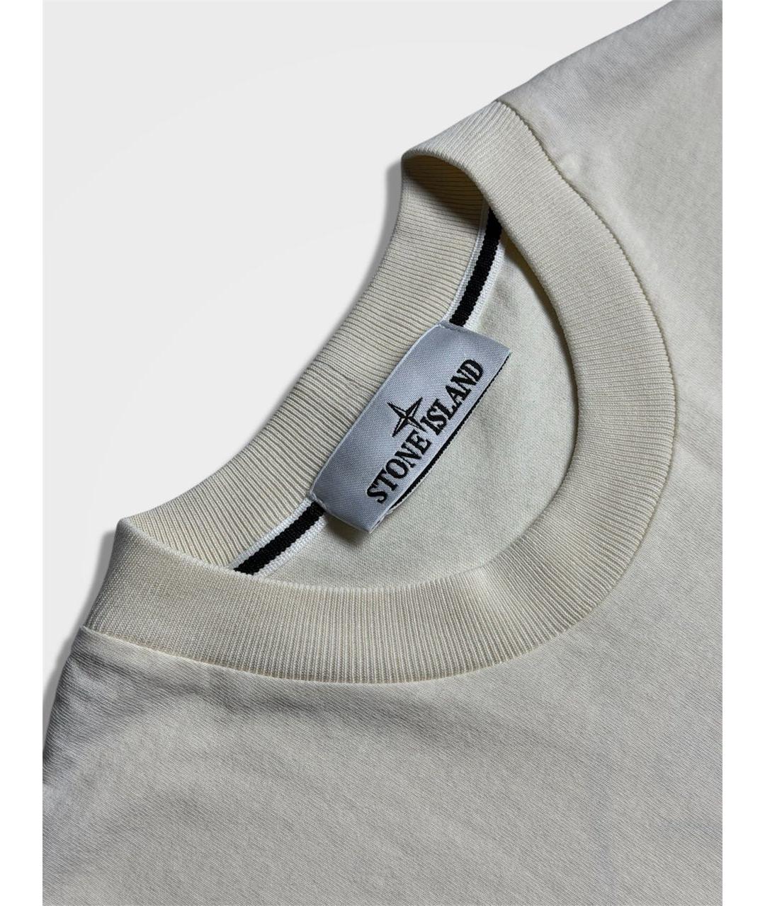 STONE ISLAND Бежевая хлопковая футболка, фото 3