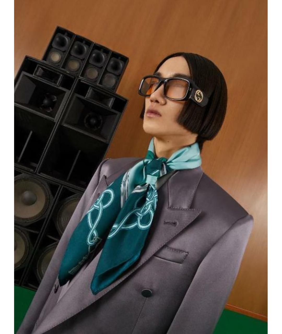 GUCCI Зеленый шелковый платок, фото 5