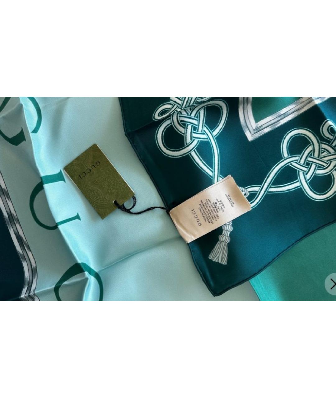 GUCCI Зеленый шелковый платок, фото 3