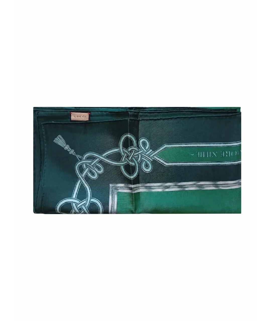 GUCCI Зеленый шелковый платок, фото 1