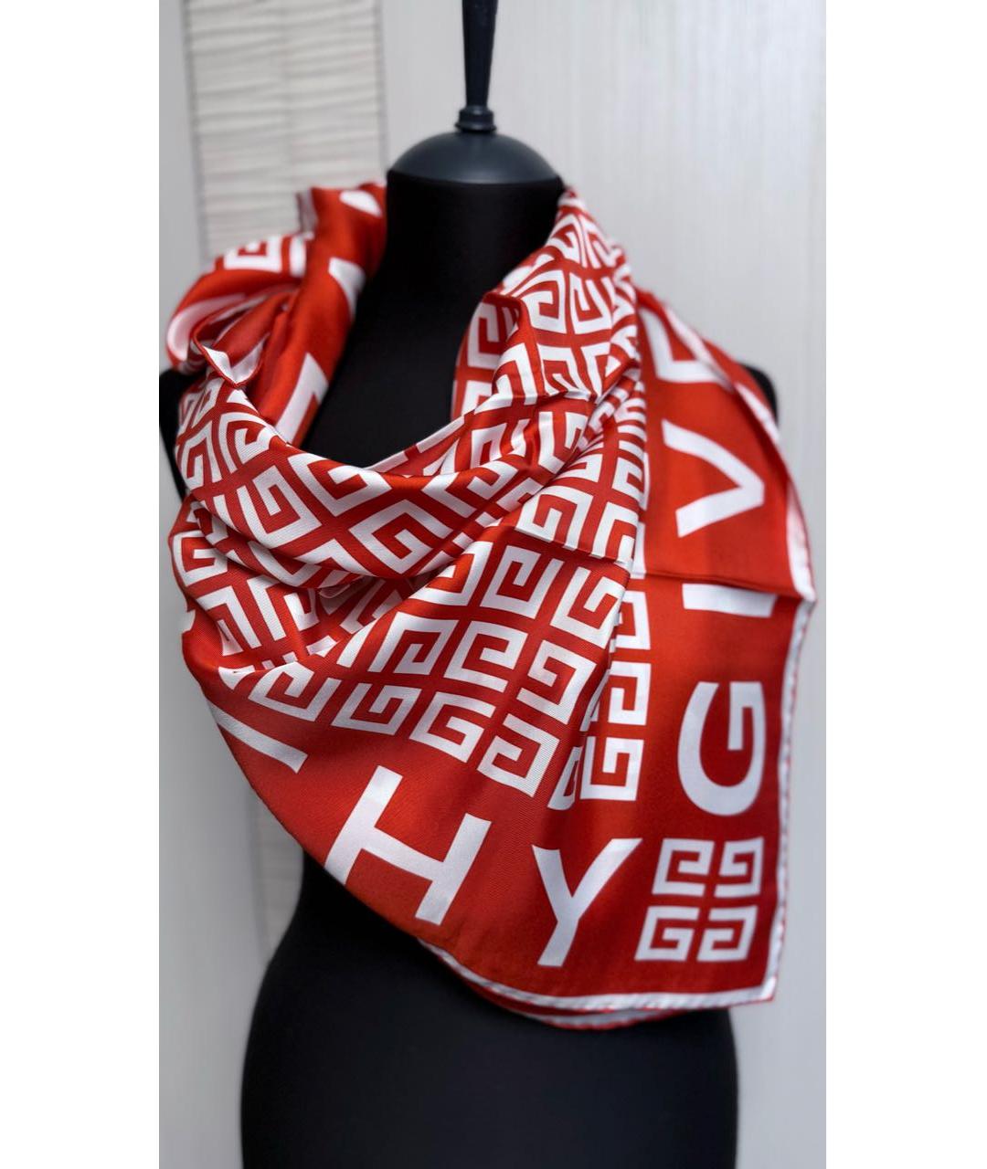 GIVENCHY Красный шелковый платок, фото 2