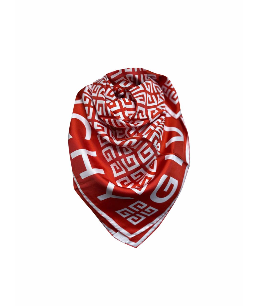 GIVENCHY Красный шелковый платок, фото 1