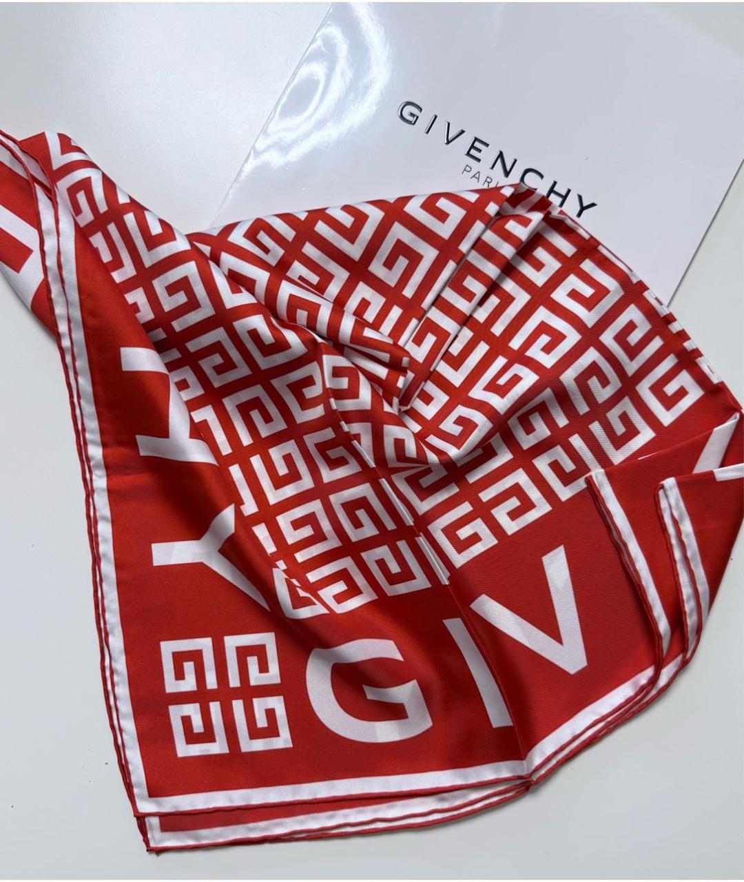 GIVENCHY Красный шелковый платок, фото 5