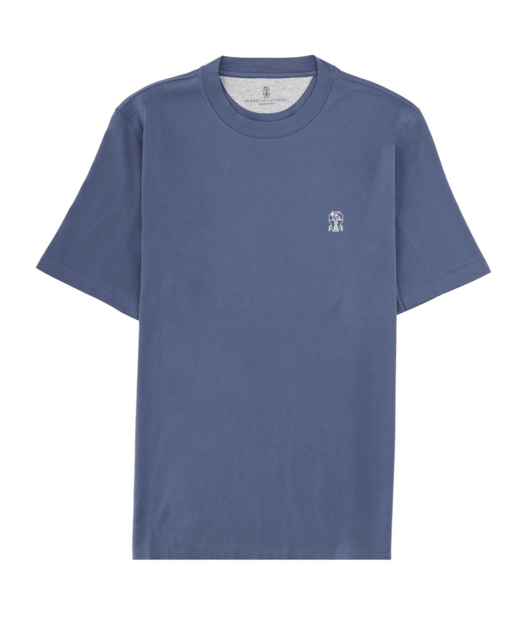 BRUNELLO CUCINELLI Синяя хлопковая футболка, фото 1