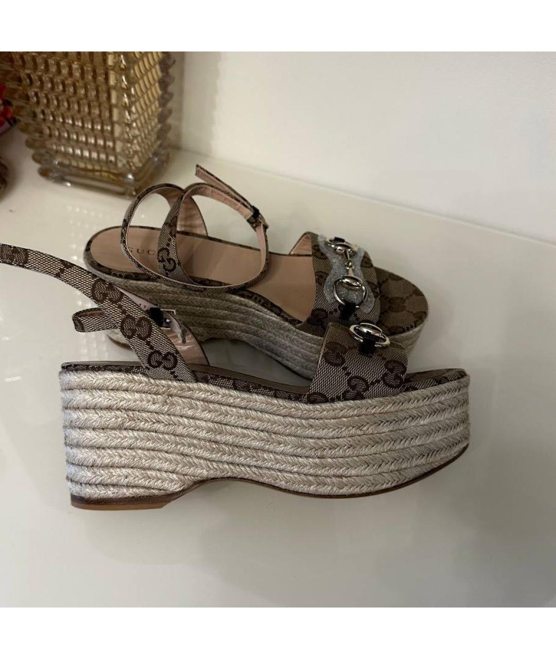 GUCCI Бежевые текстильные эспадрильи, фото 8