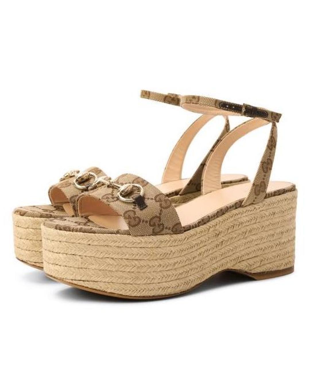 GUCCI Бежевые текстильные эспадрильи, фото 2