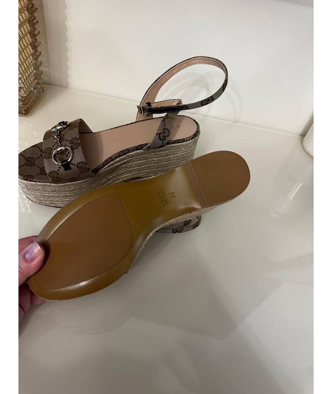 GUCCI Бежевые текстильные эспадрильи, фото 5