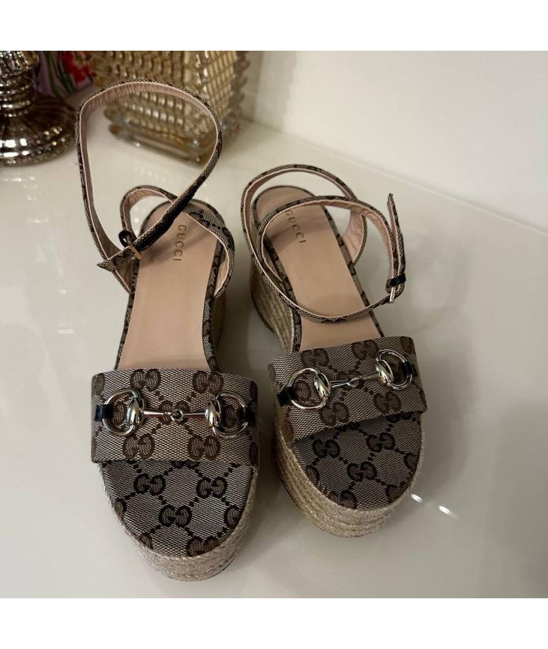 GUCCI Бежевые текстильные эспадрильи, фото 6