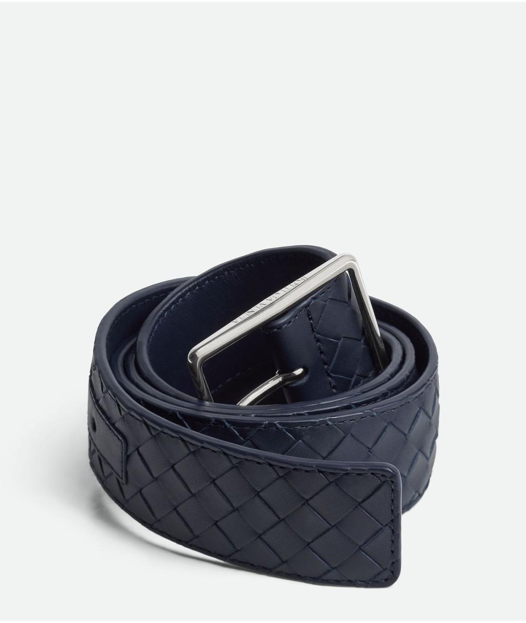 BOTTEGA VENETA Темно-синий кожаный ремень, фото 2