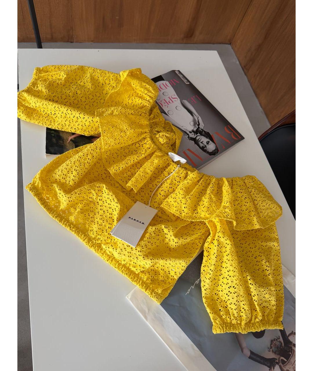P.A.R.O.S.H. Желтая хлопковая блузы, фото 3