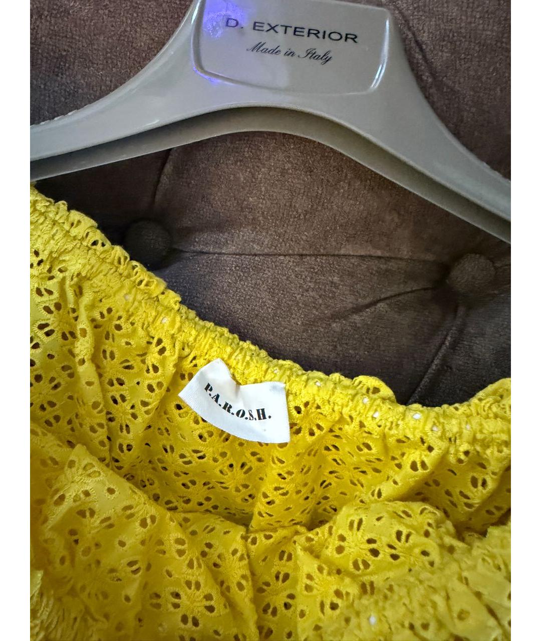 P.A.R.O.S.H. Желтая хлопковая блузы, фото 7