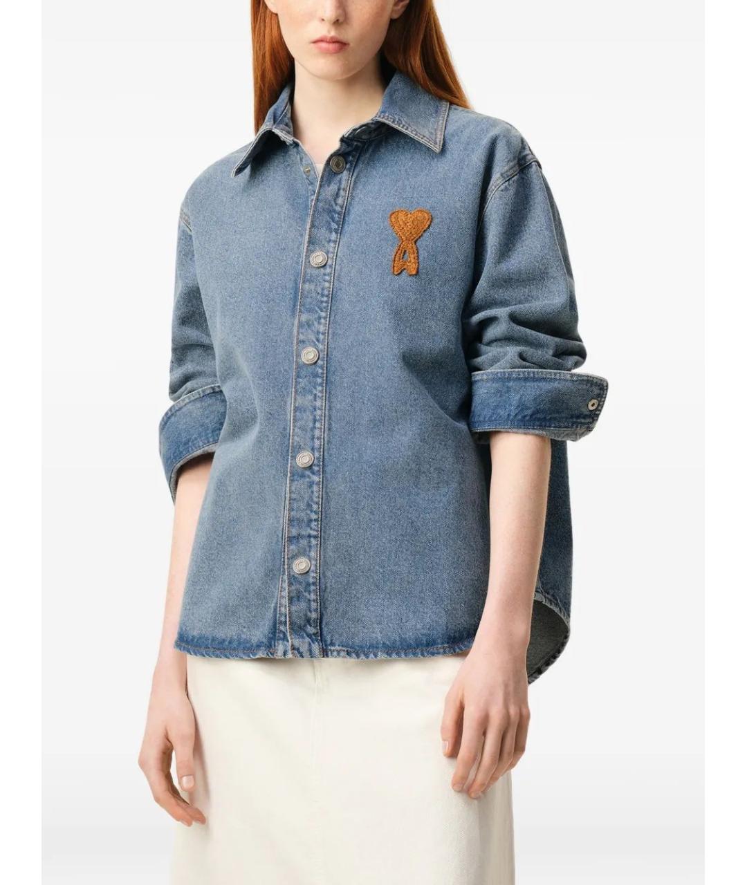 Ami Paris Синяя хлопковая кэжуал рубашка, фото 2