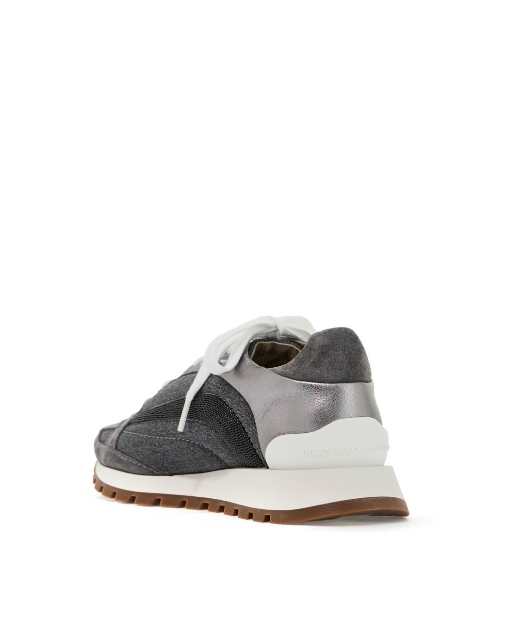 BRUNELLO CUCINELLI Серые кожаные кроссовки, фото 4