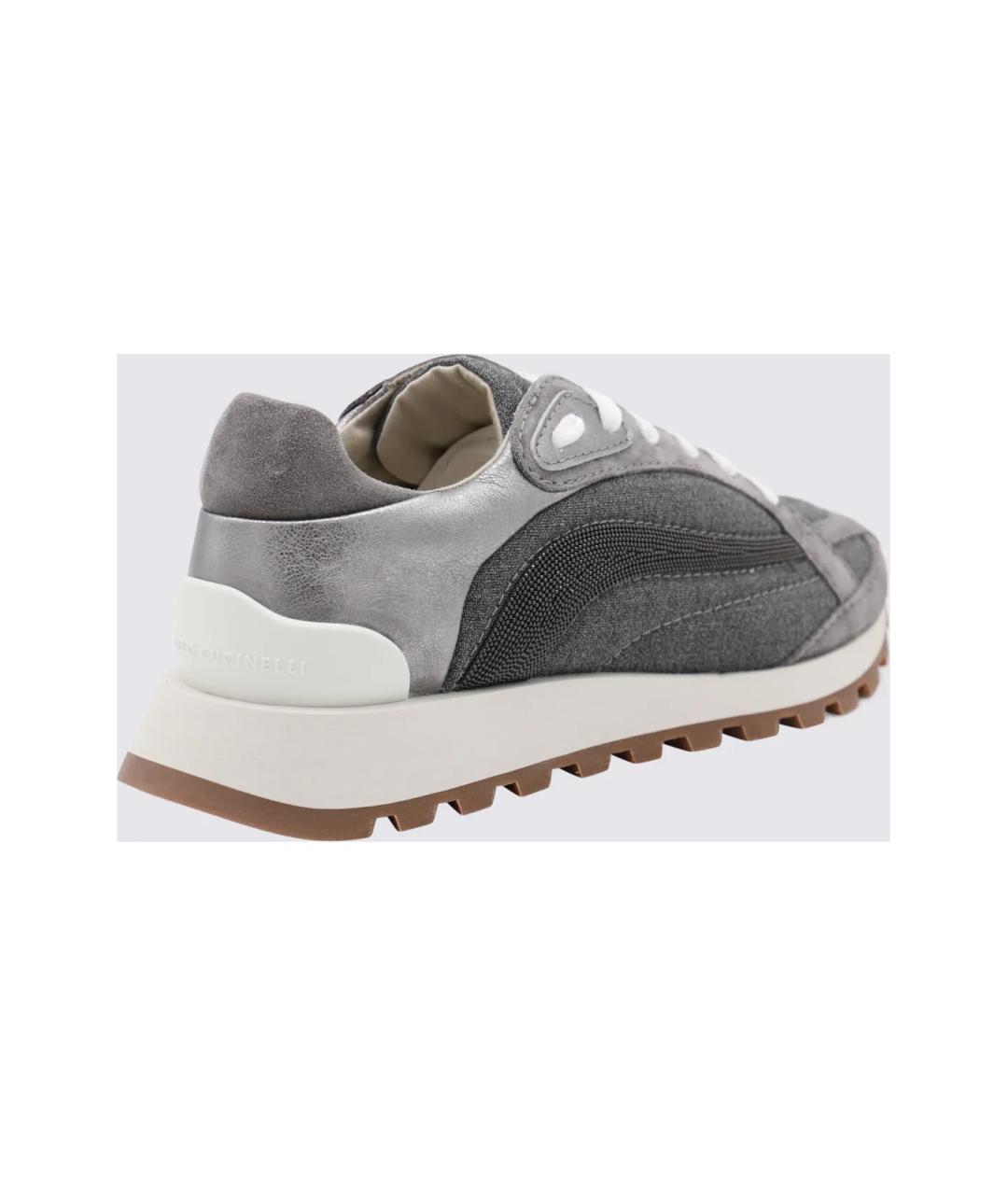 BRUNELLO CUCINELLI Серые кожаные кроссовки, фото 2