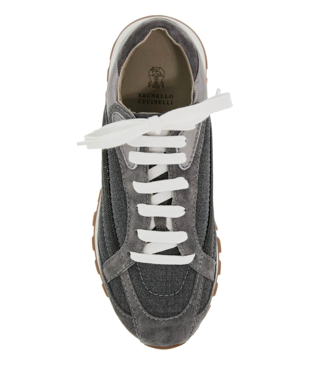 BRUNELLO CUCINELLI Серые кожаные кроссовки, фото 3
