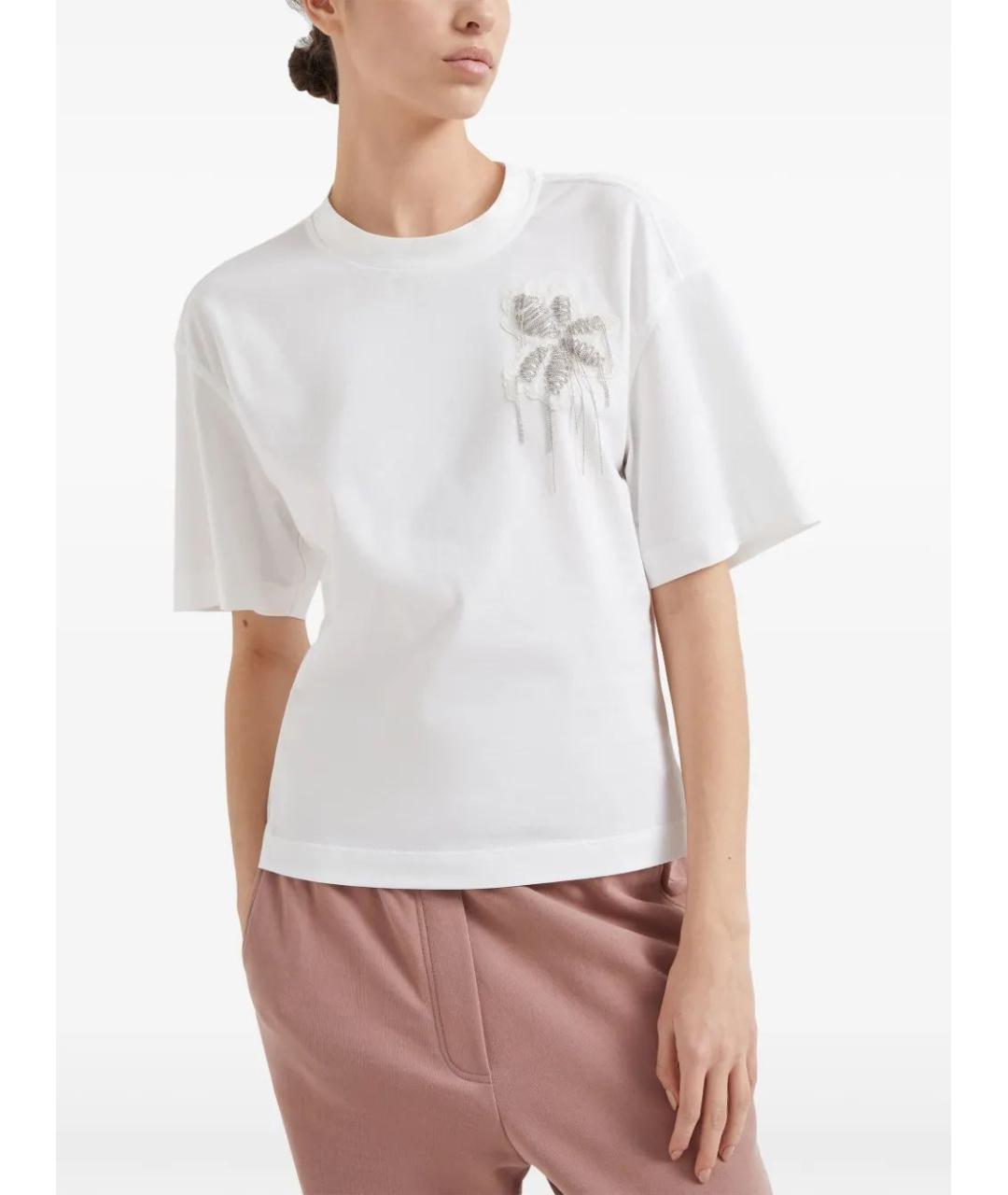 BRUNELLO CUCINELLI Белая хлопковая футболка, фото 2