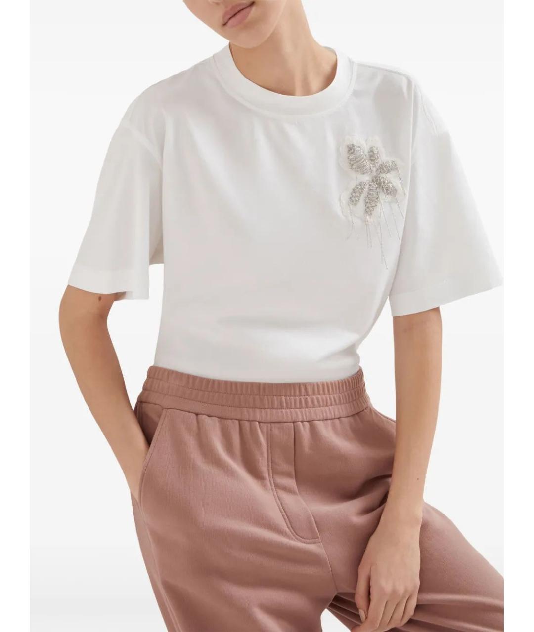 BRUNELLO CUCINELLI Белая хлопковая футболка, фото 5