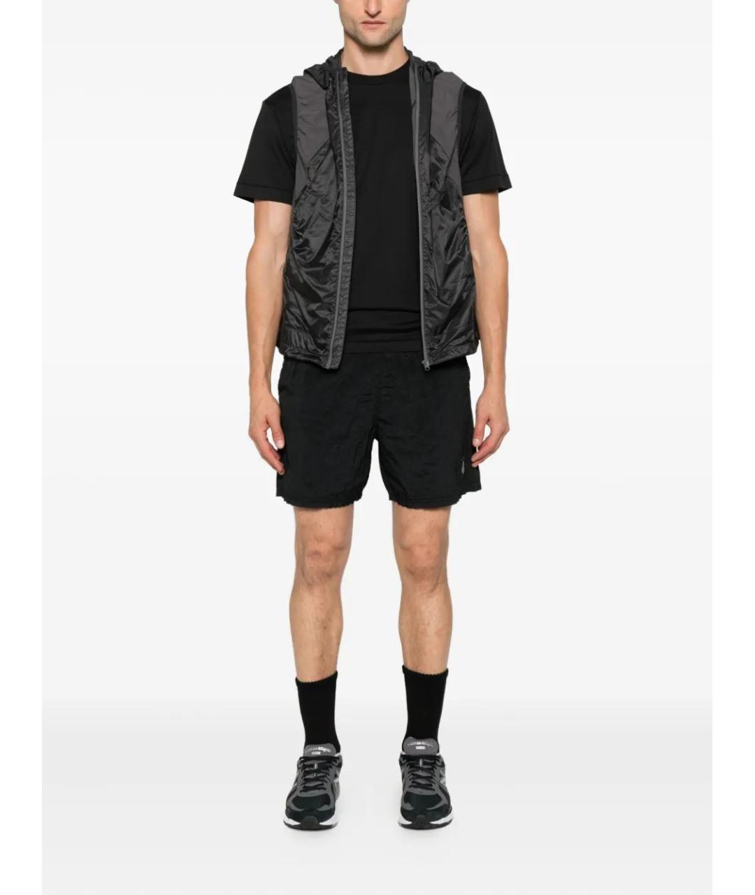 STONE ISLAND Черная хлопковая футболка, фото 2