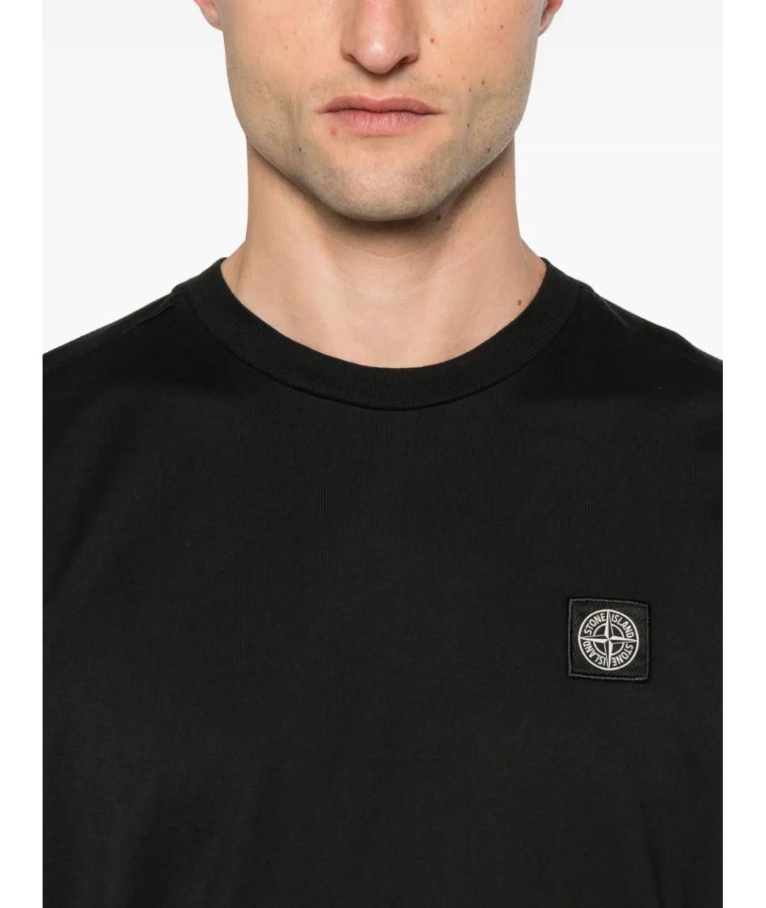 STONE ISLAND Черная хлопковая футболка, фото 4