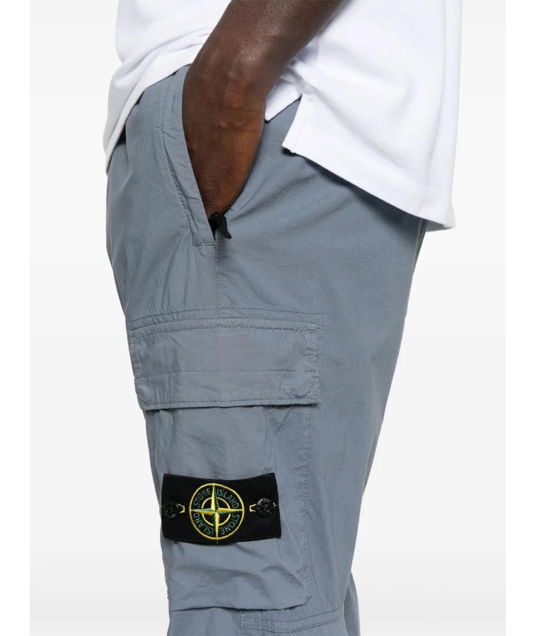 STONE ISLAND Голубые хлопковые повседневные брюки, фото 5