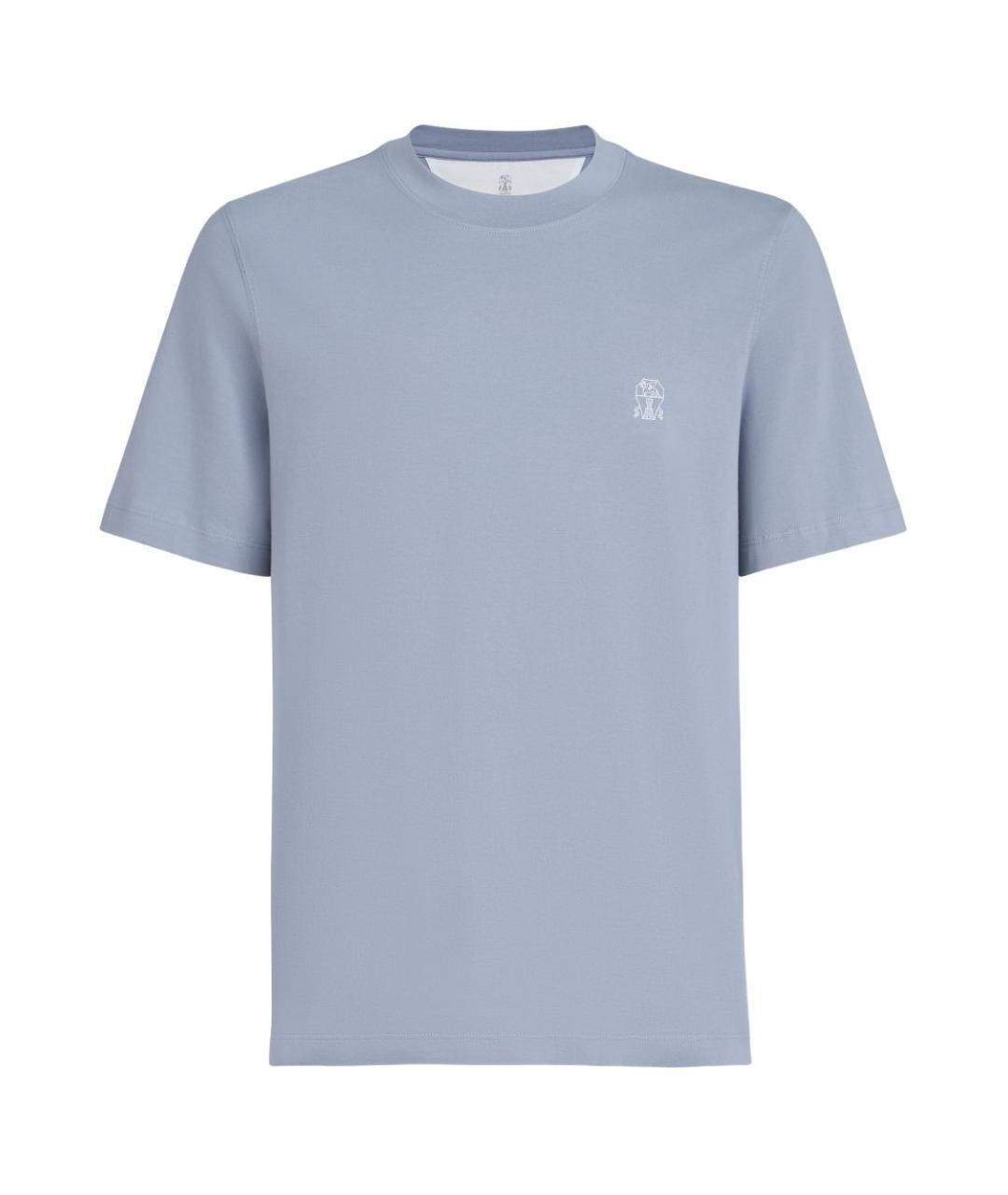 BRUNELLO CUCINELLI Голубая хлопковая футболка, фото 1