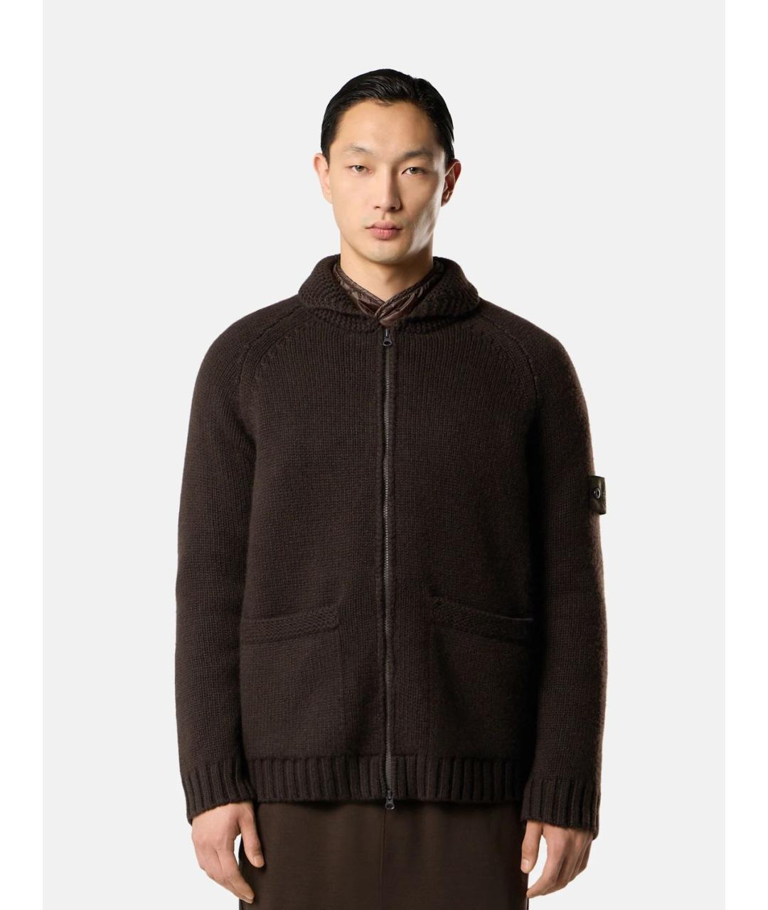 STONE ISLAND Коричневая кашемировая куртка, фото 3