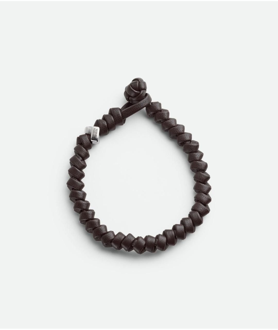 BOTTEGA VENETA Коричневый кожаный браслет, фото 2