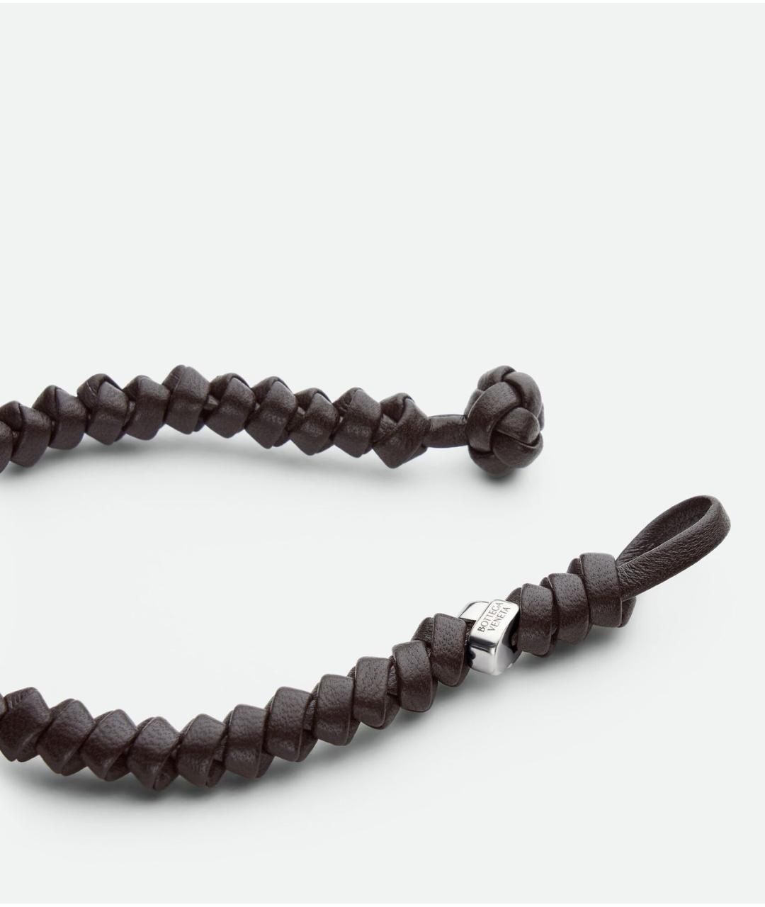 BOTTEGA VENETA Коричневый кожаный браслет, фото 3
