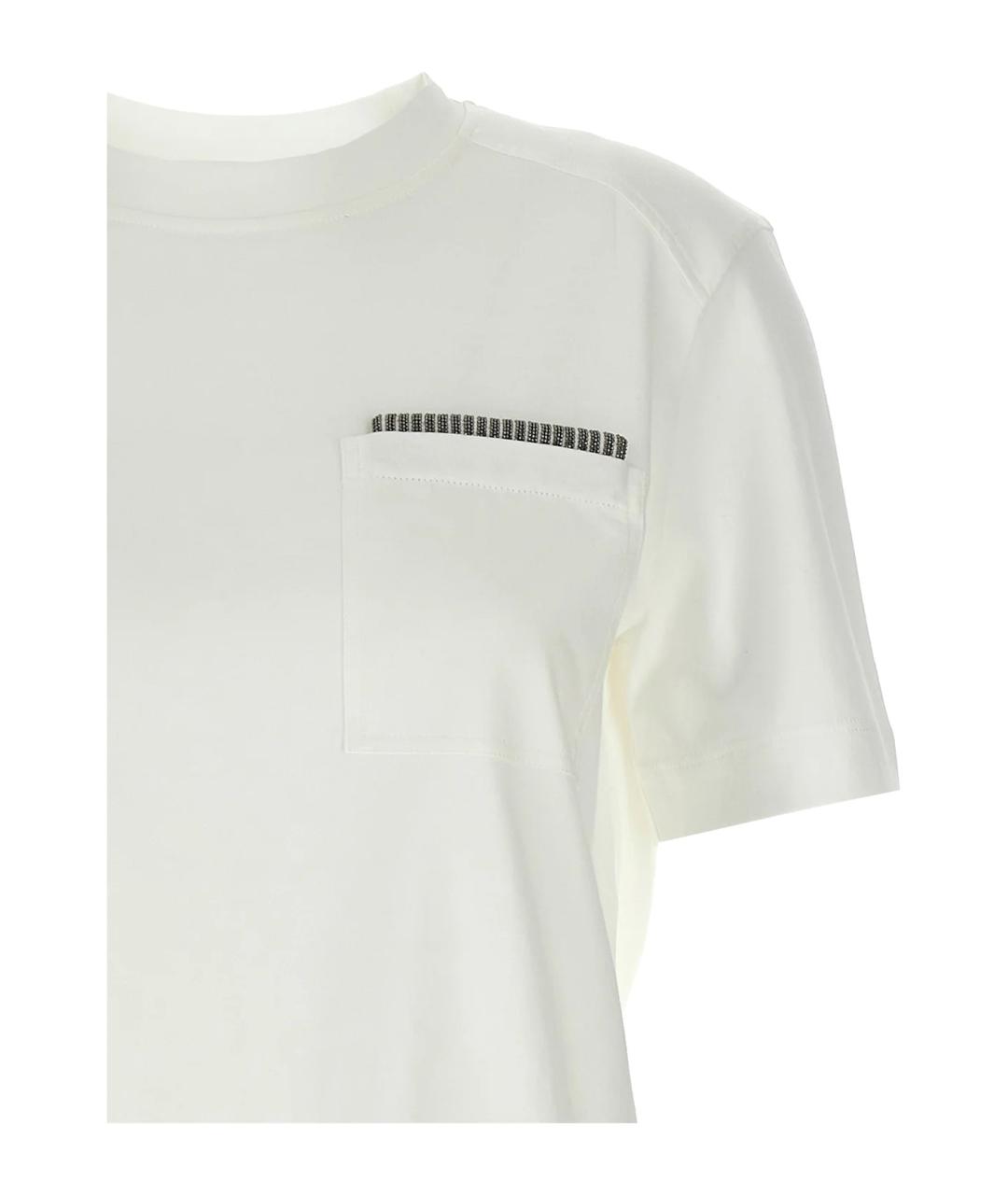 BRUNELLO CUCINELLI Белая хлопковая футболка, фото 3