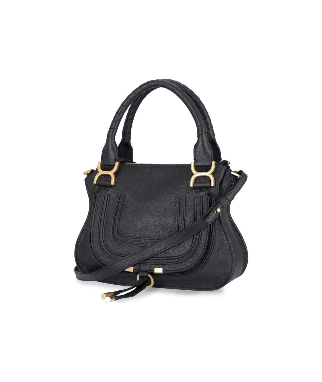 CHLOE Черная кожаная сумка с короткими ручками, фото 2