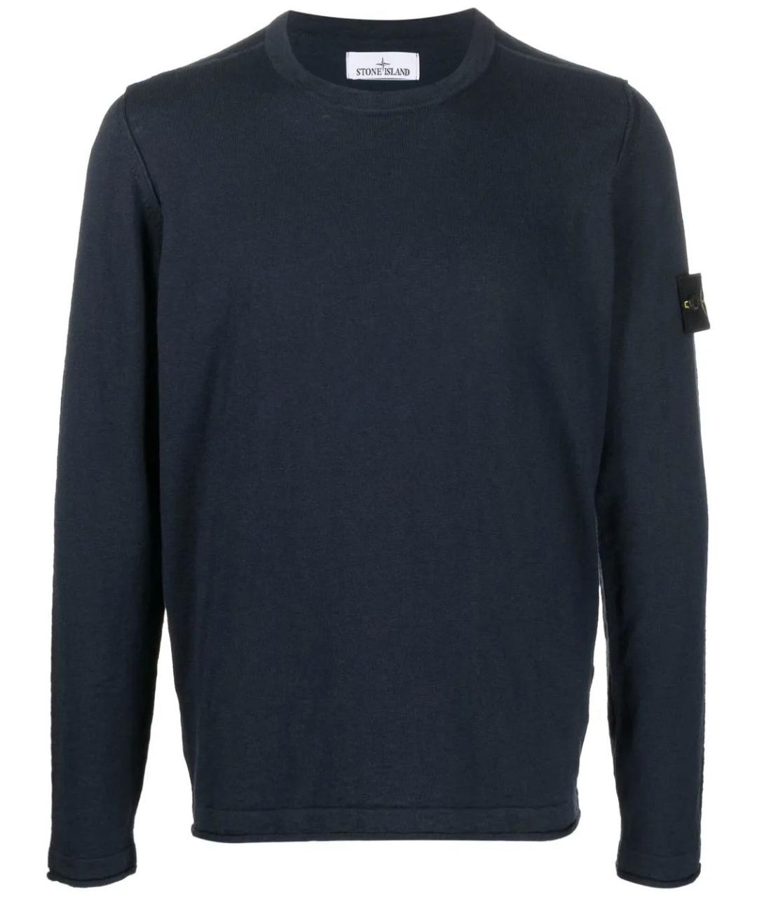 STONE ISLAND Темно-синий хлопковый джемпер / свитер, фото 1
