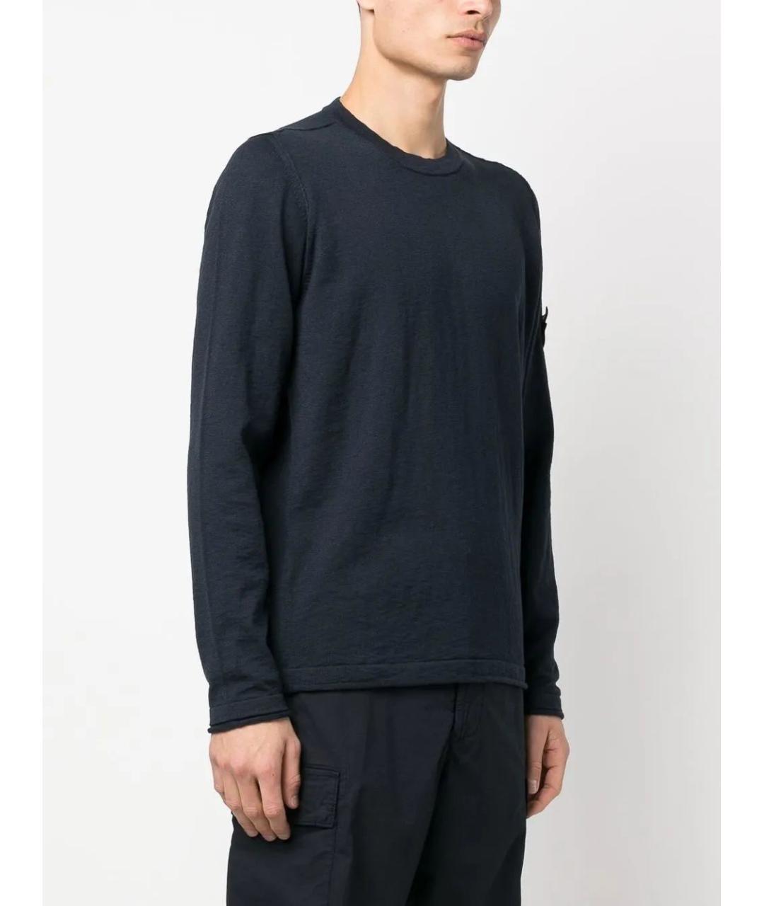 STONE ISLAND Темно-синий хлопковый джемпер / свитер, фото 3